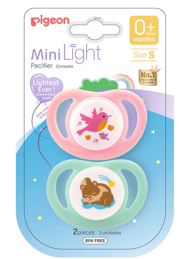 Pigeon Mini Light Bird & Squirrel Pacifier Size S 0+Months 2 Pcs Set